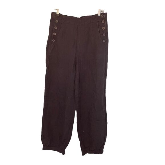 Pilcro Anthropologie Boot Tuck Parachute Pants‎ Black Linen Mix Jogger Hem 28 - Picture 5 of 9